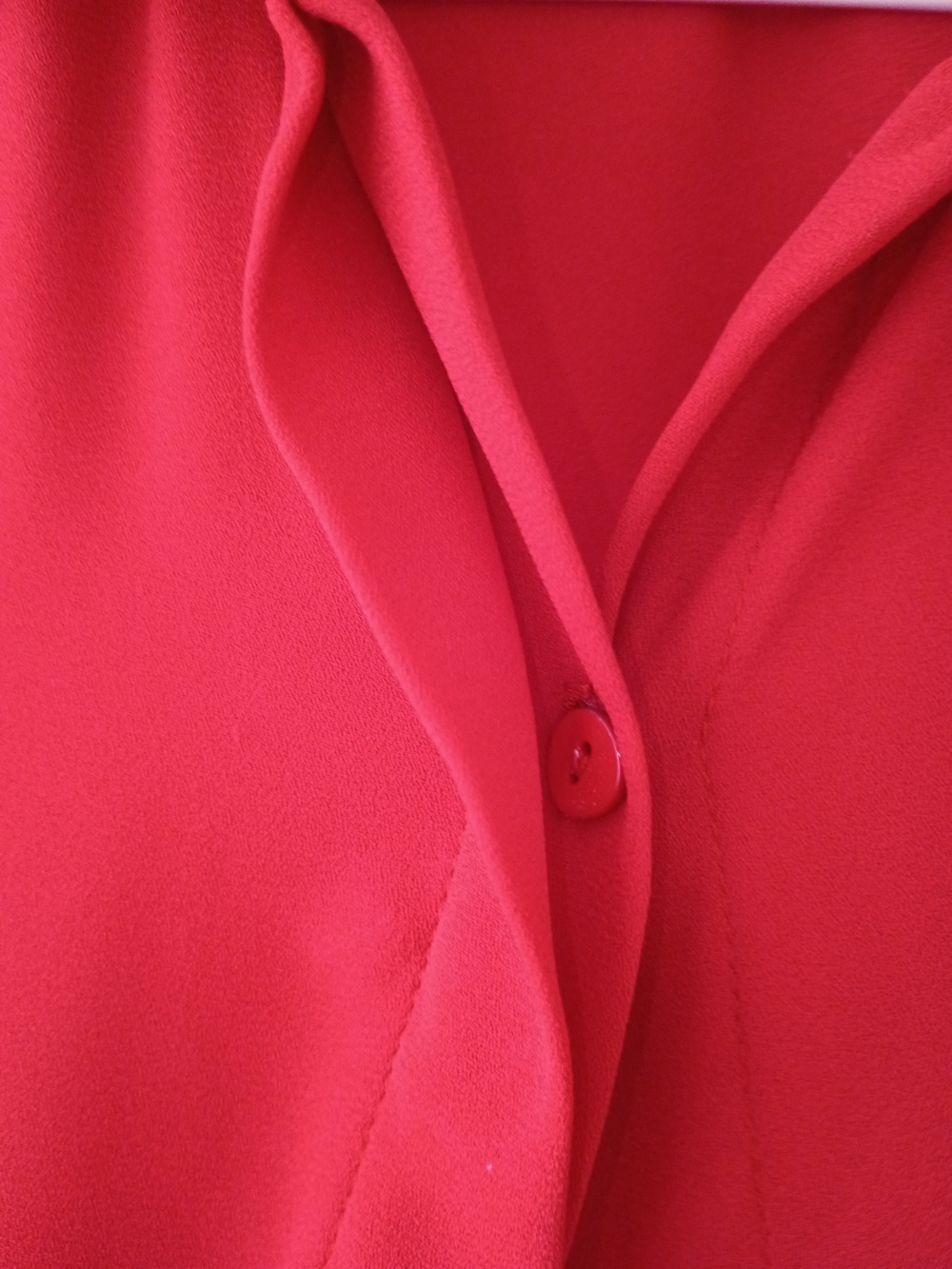 Women's Red Blouse- Elegant Button Design